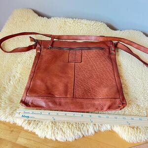 Harbour 2nd Vera Leather Crossbody Shoulder Bag Purse Flat Square Red Brown